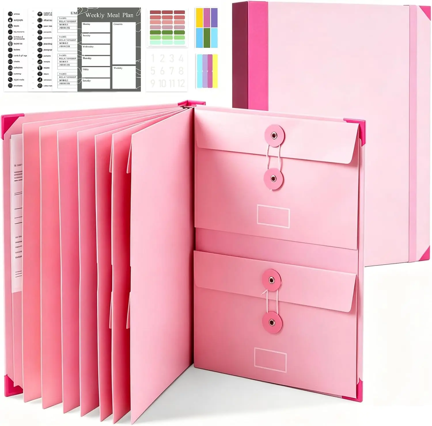 Important Document Organizer, in Case I Die Binder Organizer with Labels Folio Folders with 12 Pockets, Acid-Free Folder for Documents, Certificates, Passports, Wills, Photos, and Letters,best gifts