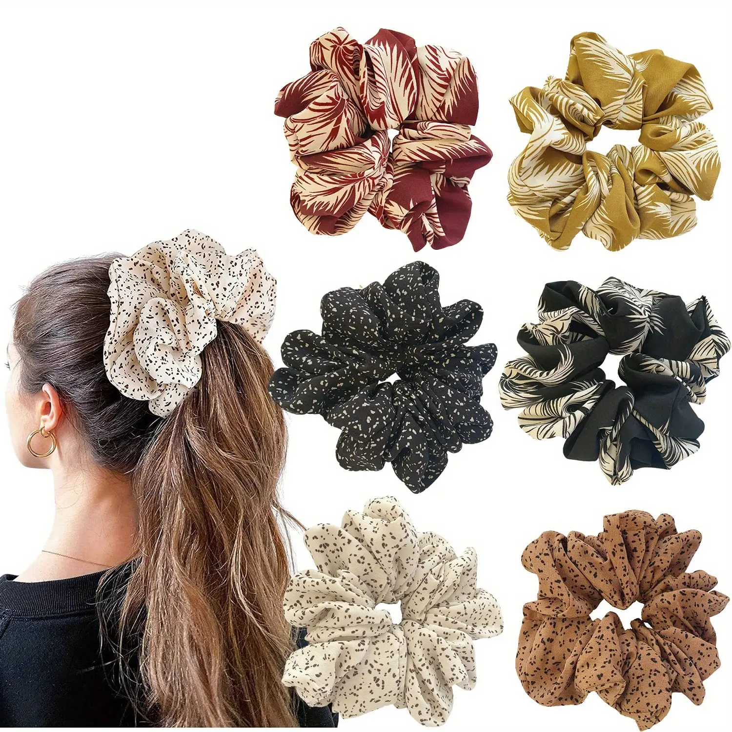 6 PCS Soft Satin Hair Scrunchies Hair Ties,Large Hair Scrunchies Silk Satin Scrunchy for Women and Girls Hair Elastics Bands No Hurt Your Hair summerwins