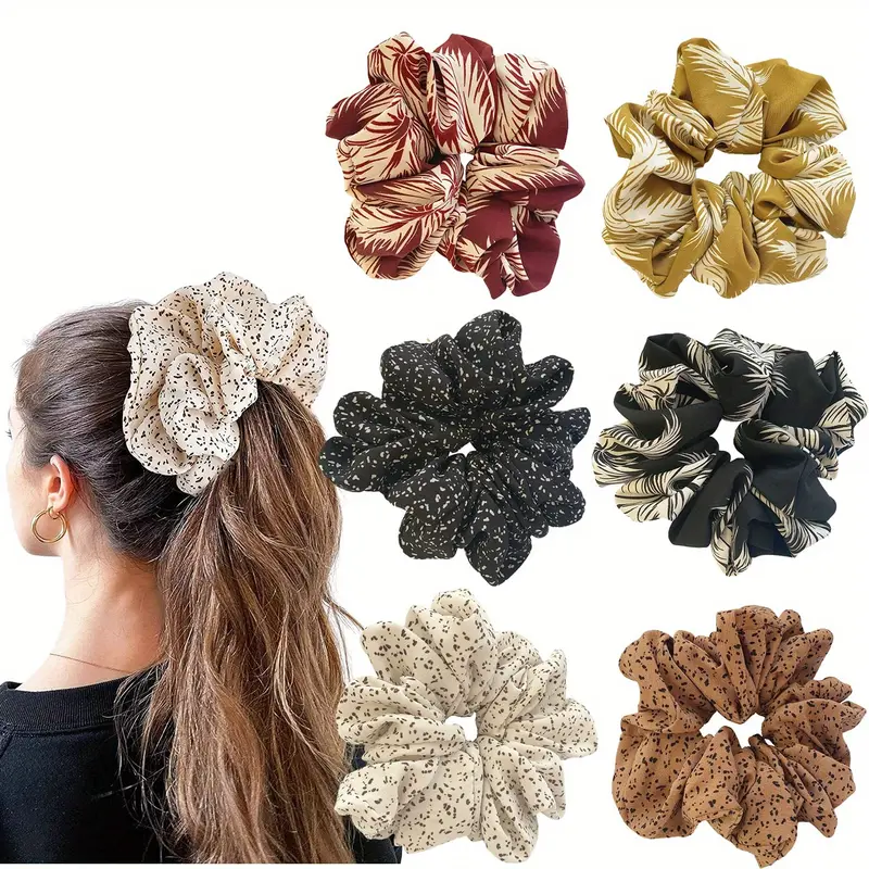 6 PCS Soft Satin Hair Scrunchies Hair Ties,Large Hair Scrunchies Silk Satin Scrunchy for Women and Girls Hair Elastics Bands No Hurt Your Hair