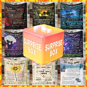Surprise Box Blanket - 2026 New Flannel Blanke. Best Wishes Blanket To Family Random Designs and Messages. Gifts for Mother, Father, Wife, Husband, Daughter, Son, Sister. Gift Ideas, 50 X 60 Inches