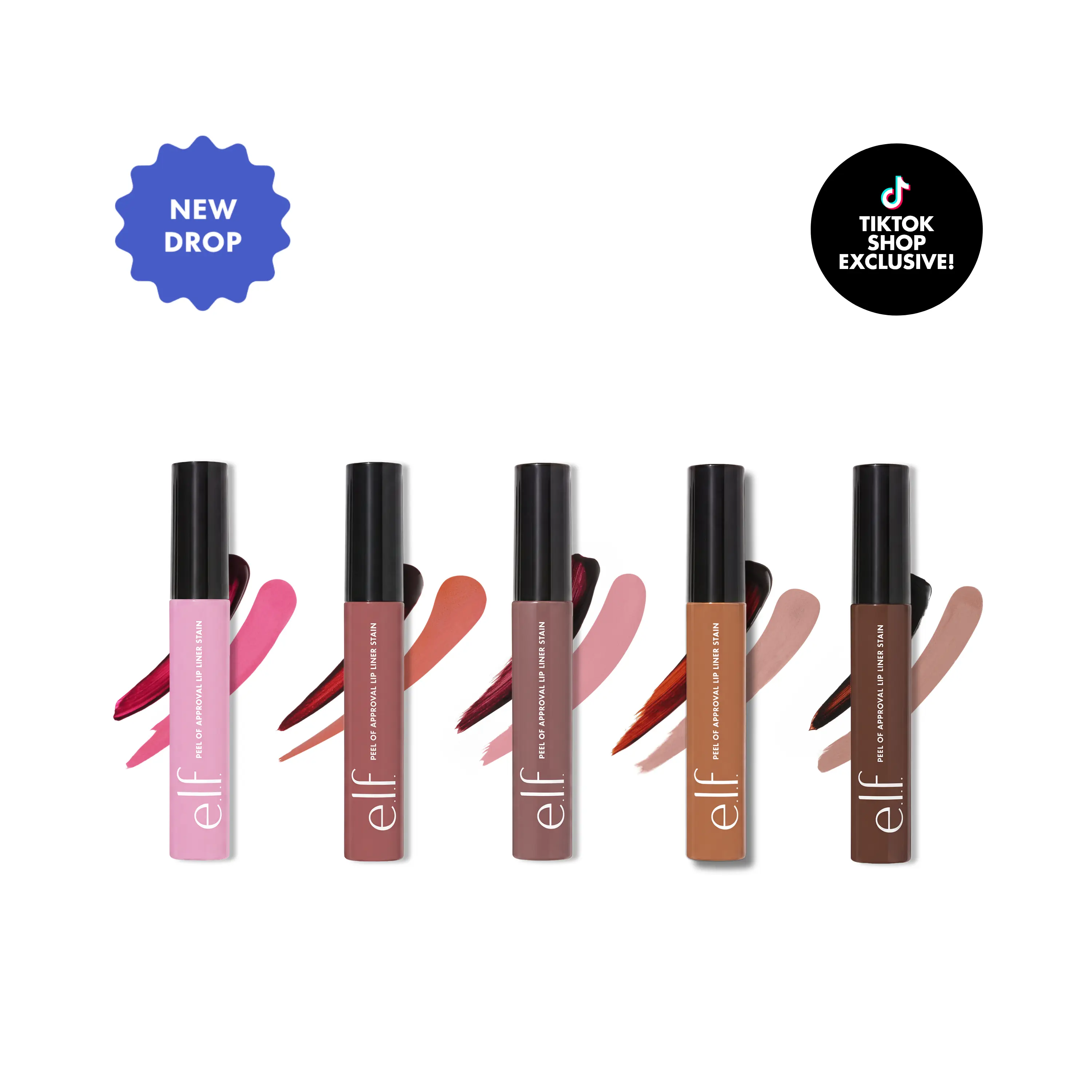 e.l.f. Peel of Approval Lip Liner Stain - Peel-Off Long-Wear Lip Stain, High-Pigment Tint, Precision Doe-Foot Applicator for Long-Wear Color, Line Sculpt or Fill, 5 Shades, Vegan & Cruelty-Free