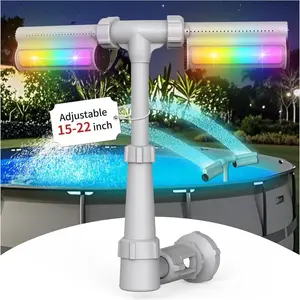 Pool Fountain with Lights - Suitable for Above and Inground Pools, Pool Waterfall with 7 Colors LED Lights, Extension Tube Pool Cooler Sprinkler Pool Party Decoration, Pool Jet Accessories