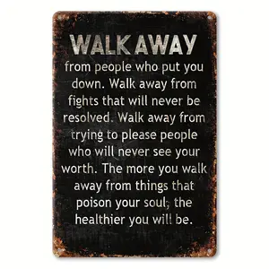 1pc 2D Flat 8*12in Metal aluminum Sign with Inspirational Quotes, Ideal Outdoor Wall Decoration for Verandas, Garages, Houses, Cafés, Bars, Clubs, Country House Style Artwork, Perfect for Room Decor