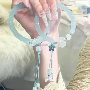 2026 lotus bracelet ancient style advanced sense crystal clear bracelet chinese vintage palace setyle tassel hanfu accessory