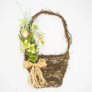 21" Pink Morning Glory Wall Basket