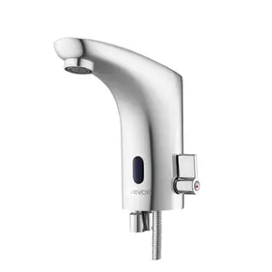VEVOR Touchless Bathroom Sink Faucet, Automatic Motion Sensor Restroom Toilet Faucet, HandsFree Adjustable Cold Single Handle Water Mixer Battery Operated for 9/16 in Pipe, Chrome Plated Silver