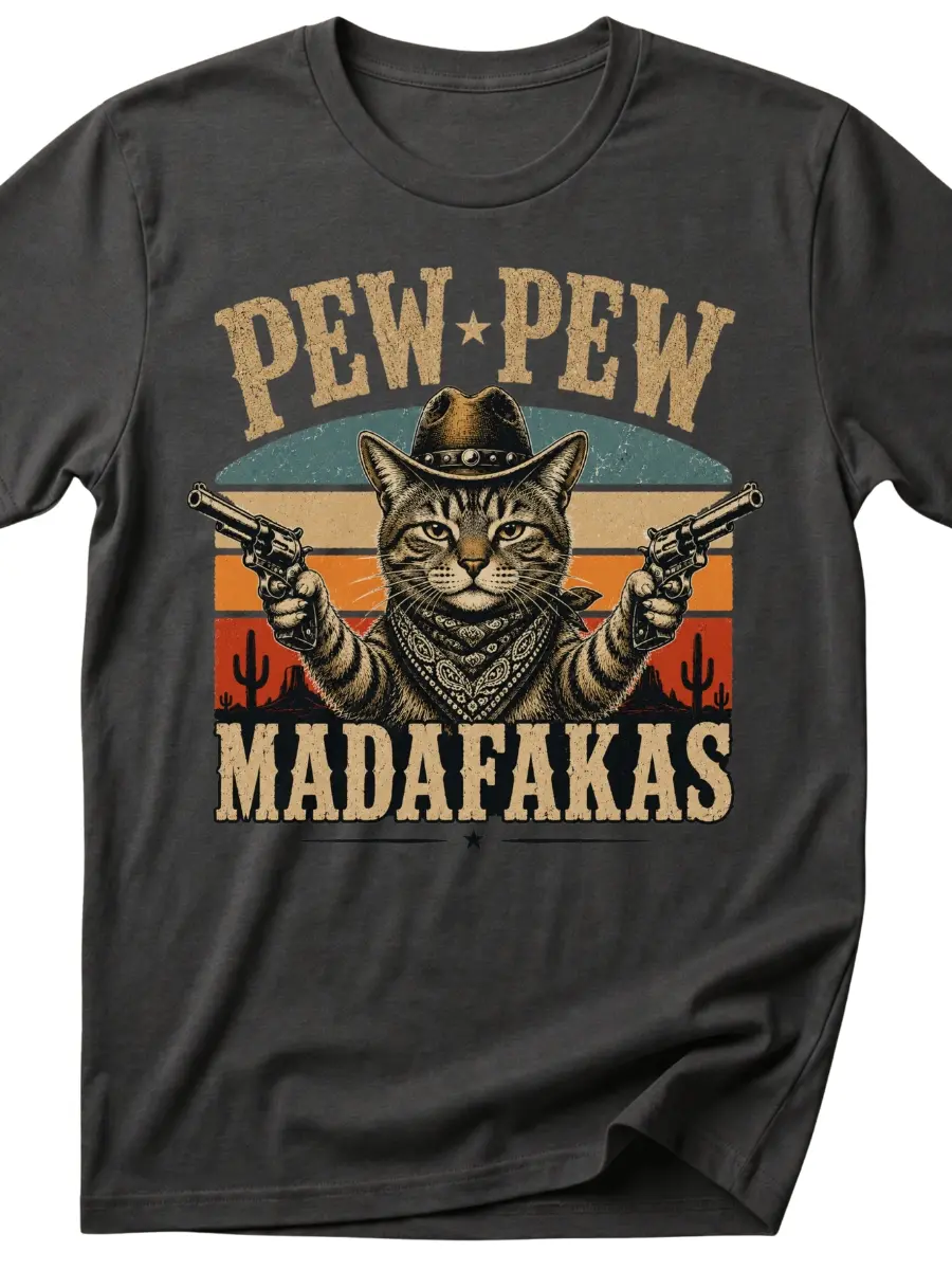 Funny Cat Shirt | Pew Pew Cowboy Cat Tee | Funny Cat Gift For Him/Her