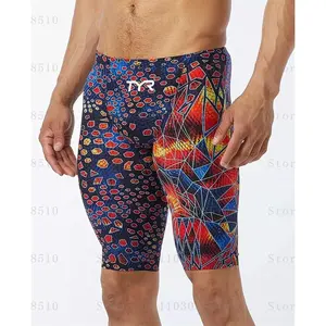 Mens Swim Trunks Lycra Pattern Beach Shorts Quick Dry Maritime Sports Swimming Pantalones Jammer Surfing Pants Safety Knickers