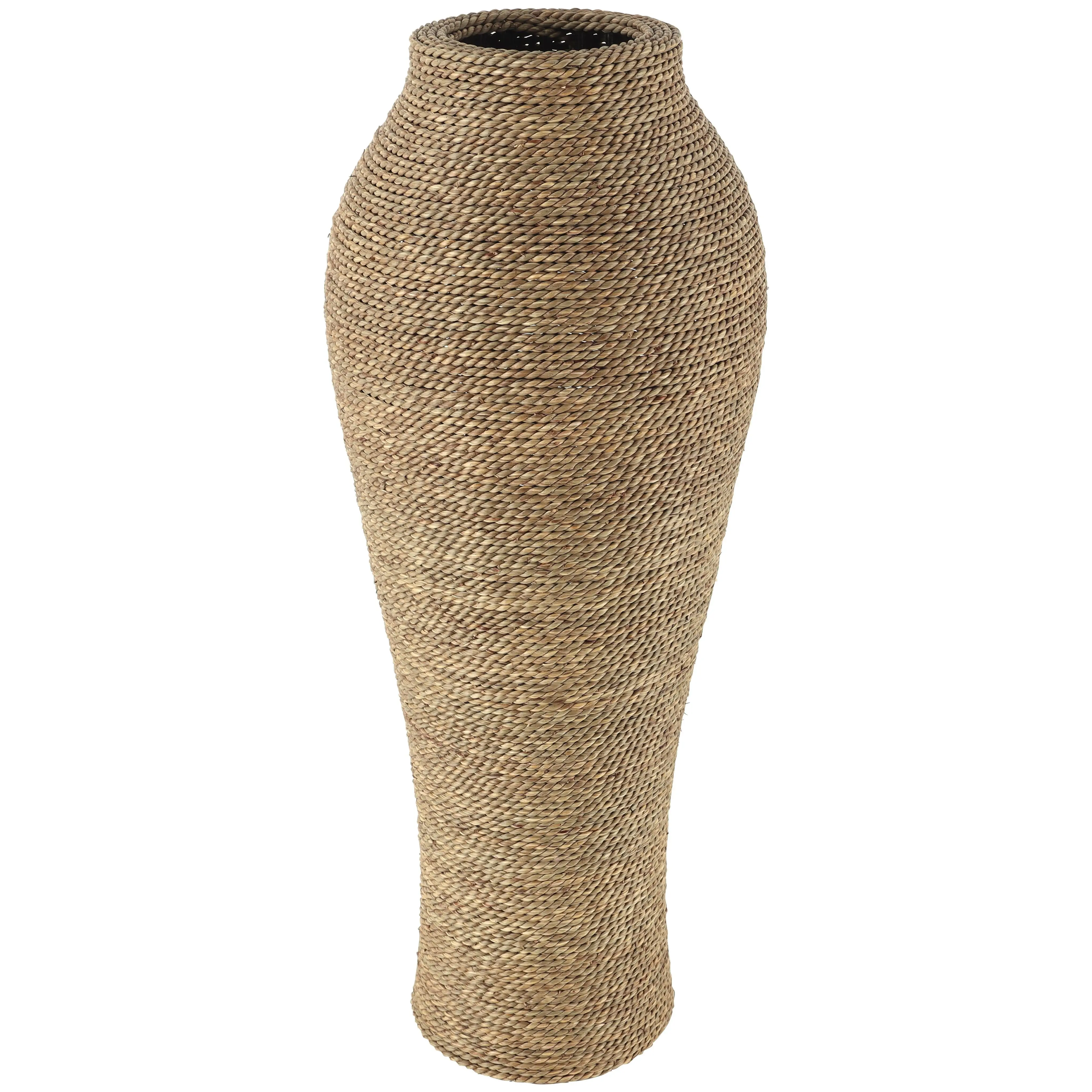 Handmade Craft Seagrass Wrap Tall Decorative Vase, Brown Natural Look All-Seasons Home Decor, Wipe-Clean Home Supply for Vase Fillers Pairing