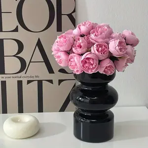 Vintage French Style Glass Vase.Small Decorations for the Living Room Table.Stylish and Beautiful Translucent Black Flower Vase for Flower Arrangements and Hydroponic Flowers.Gives a Feeling of Luxury and Elegance.