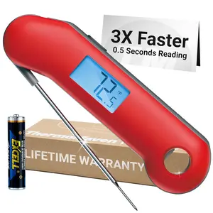 ThermoMaven Professional Meat Thermometer Digital, 3X Faster 0.5 Sec Instant Read, NIST Certified Accurate to ±0.5°F, 100% Waterproof, Auto-Rotating Bright Display, Auto Wake/Sleep, NSF Certified, Kitchen Utensils, Black Friday and Christmas Gift