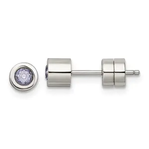 Sophia Jewelers Stainless Steel June Birthstone CZ Stud Earrings Gift Ready
