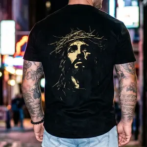 Jesus Crown of Thorns Washed T‑Shirt – Easter Streetwear, Christian Graphic Tee, God Apparel, Casual Round Neck, Gym & Everyday Wear #JesusTee