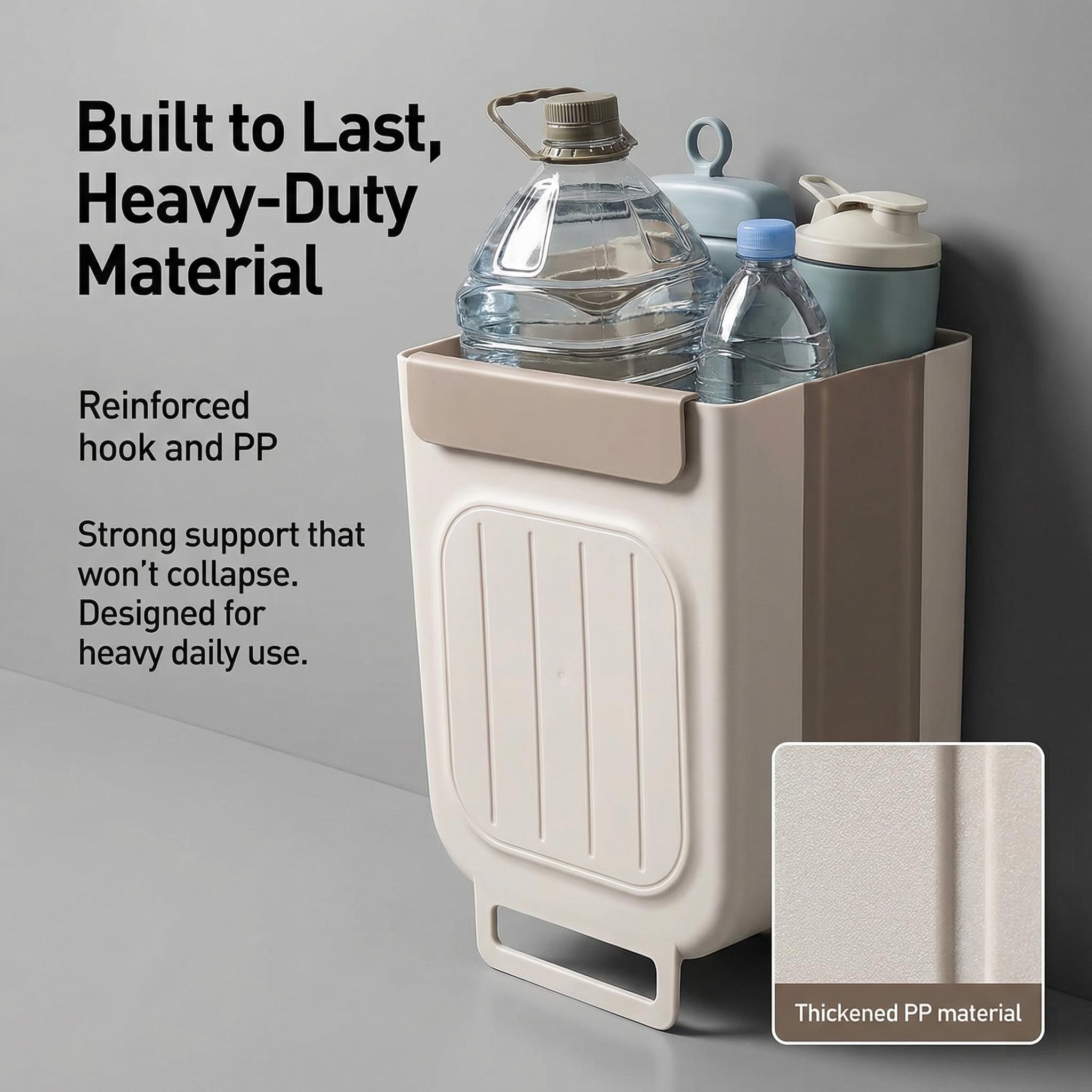 Hanging Trash Can for Kitchen Cabinet Door, 2.64 Gallon Hanging Trash Can with Space-Saving Design, Collapsible Waste Bin for Kitchen,Cabinet Door, Bathroom, RV, Car & Camping