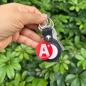 Round Medical Alert Keychain, Compact Blood Type ID Tag, Emergency ICE Contact Keyring, Diabetic & Allergy Awareness Disc, Smart Rescue Tag