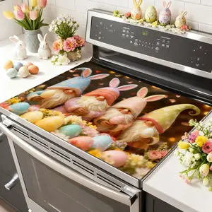Easter Soft Magnetic Stove Panel Protector Pad, Dwarf Egg Pattern Design, Scratch Resistant, Easy to Clean, Multi-Purpose Kitchen Cover