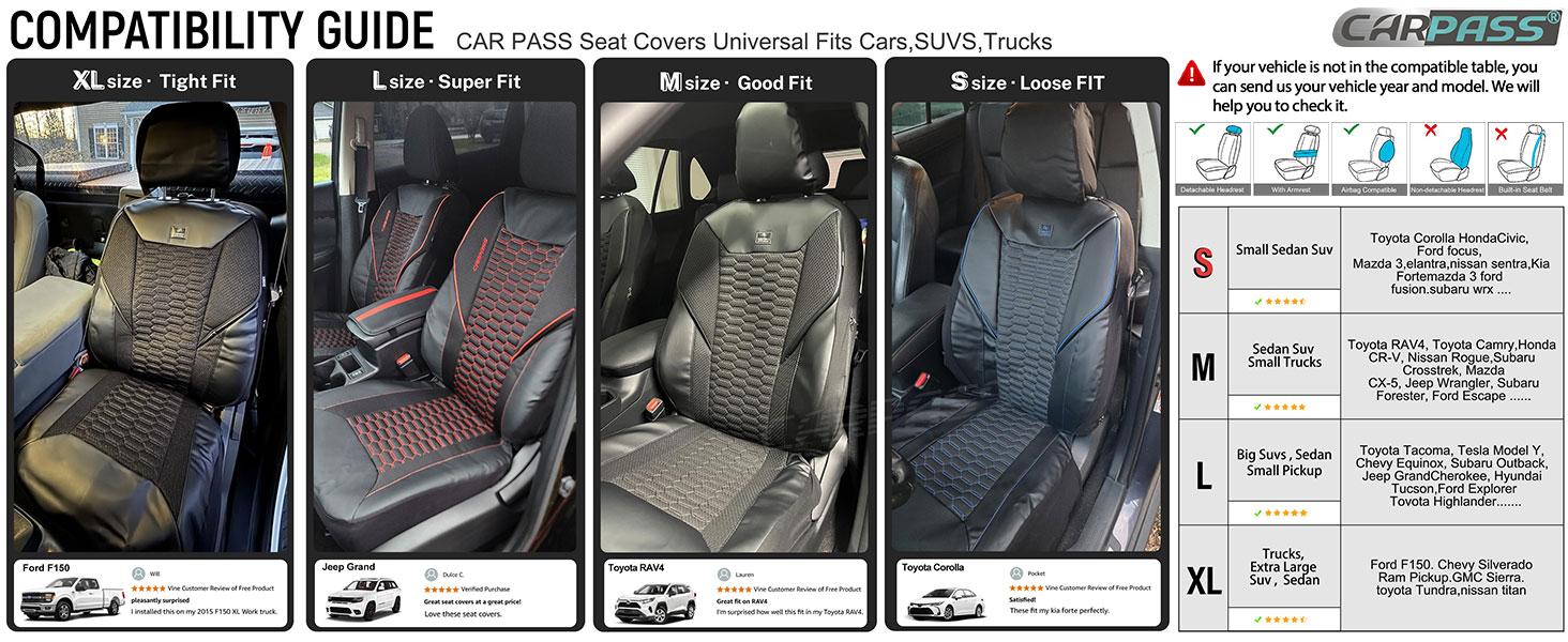 CAR PASS 3D Foam Mesh Leather Car Seat Covers Front Seats, Air Cool Mesh Front Seat Covers for Car, Universal Fit for SUV Truck Sedan Automotive, Armrest Airbag Compatible