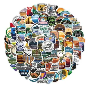 100 PCS US State and National Park Sticker Collection Waterproof Vinyl Decals for Travel Journals Scrapbooks Water Bottles Laptops and Phones Durable Tear Resistant Outdoor Themed Stickers for Crafting Planners and Gift Giving