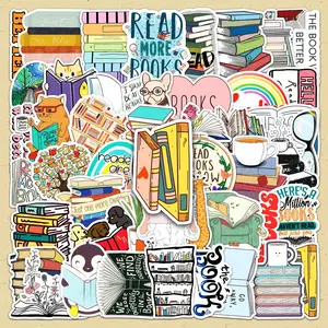 Reading Book Themed Sticker, 50pcs/set Creative Graffiti DIY Decorative Sticker, DIY Decals for Scrapbooking, Journaling, Gift Wrapping