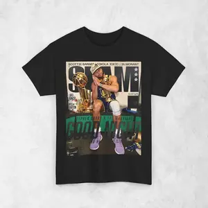 Vintage SLAM Magazine Champion Stephen Curry T-Shirt, Good Night Finals Trophy Portrait Retro Bootleg Graphic Tee, Mens Oversized Golden State Warriors Basketball Fan Casual Short Sleeve Tops