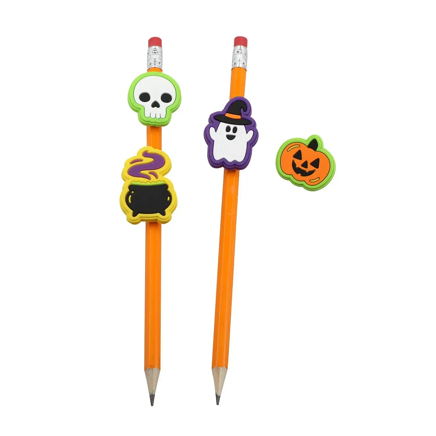 1" – 1 1/2" Bulk 48 Pc. Halloween Themed Rubber Pencil Charms Assortment