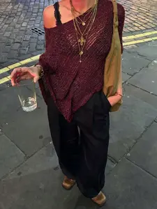 Women's Spring Summer Irregular Hollow Out Casual Versatile Vacation Beach Party Fashion Shawl Wrap Sun Protection Loose Knit Hoodie