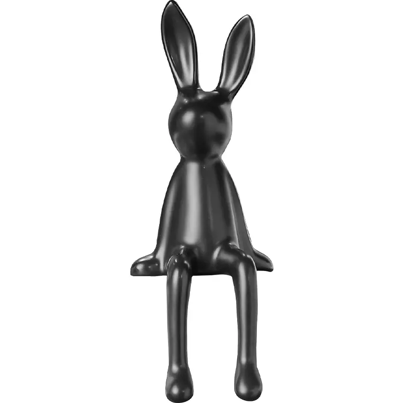 Ceramic Bunny Art Figurine, Minimalist Modern Home Decor for Living Room & Cabinet