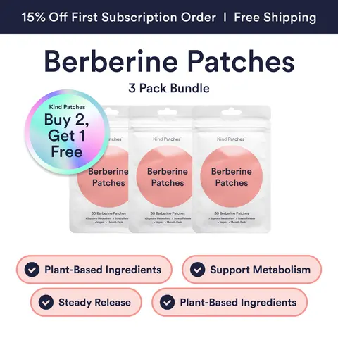 3 Packs of Kind Patches Berberine Patches, Support Metabolism, Steady Release, Support Metabolism, Plant-based Ingredients, Absorbs through the Skin,Vegan, 3 Months Supply