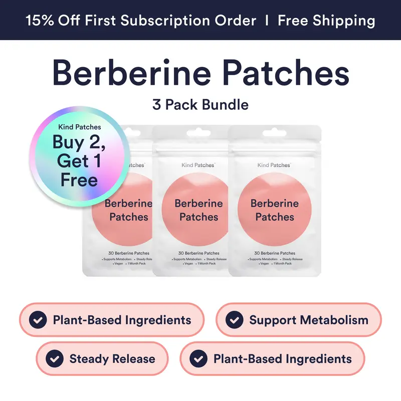 3 Packs of Kind Patches Berberine Patches, Support Metabolism, Steady Release, Support Metabolism, Plant-based Ingredients, Absorbs through the Skin,Vegan, 3 Months Supply