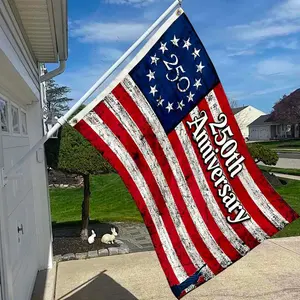 Vintage 250th Anniversary Patriotic Flag, Durable Polyester Flags with Brass Eyelets, No-Electricity-Required Banner for Outdoor Porch & Summer Display # July4th2026 # America250Merch