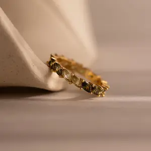 Green Marquise Ombre Ring by Caitlyn Minimalist - Peridot Eternity Ring in Gold - Dainty Birthstone Promise Ring - Green Gemstone Jewelry - Girlfriend Gift