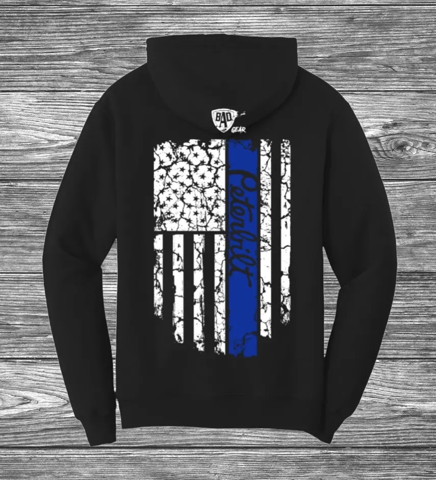 Peterbilt Blue Flag Hoodie for Men - Casual Cotton Pullover - Menswear