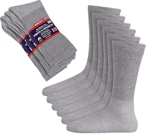 DIAMOND STAR 12 Pairs Diabetic Socks, Non-Binding Circulatory Cushion Cotton Crew Diabetic Socks for Men Women Menswear Grey 9-11