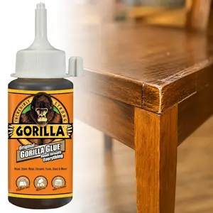 Gorilla 4 oz Original Glue,polyurethane glue,water activated,waterproof,indoor outdoor,3x expansion,temp resistant,wood,stone,metal,ceramic,foam,glass,concrete,DIY repairs,project glue,damp glue clamp,1-2 hr clamp,24-hour cure,paintable,sandable,stainable