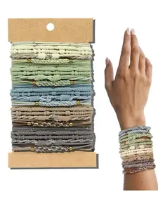 25pcs Boho Multicolor Metal Beaded Hair Ties Bracelets, Stylish Accessories for All Seasons, Perfect for DIY Jewelry Making, Stackable Bracelets