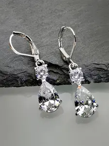 1 Pair Luxury Cubic Zirconia Drop Statement Earrings For Women For Wedding Engagement Anniversary Party Jewelry Valentine's Day Gift