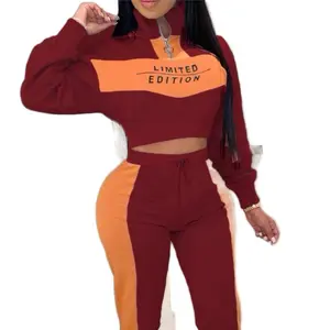 Limited Edition Logo Jumpsuit 2 Piece Set in Red and Orange Colorblock Design