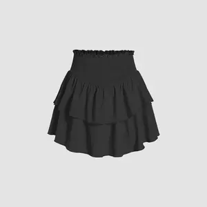 Cider [4 colors, size 0-26] Shirred Ruffle Tiered Skort