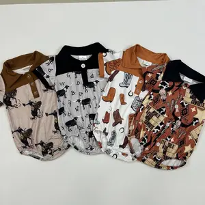 Cute Western Little Boy Summer Polo Collar Romper: Ultra-Comfy for All-Day Play! Baby Clothing Outfit