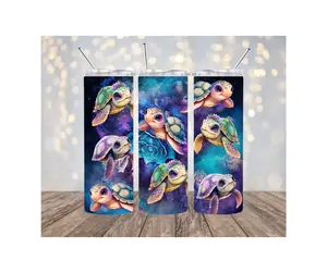 Stainless Steel Sea Turtles Tumbler with Straw and Lid