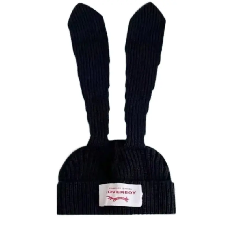 Charles Jeffrey Loverboy Striped Beanie Hat - Black & Yellow Knit