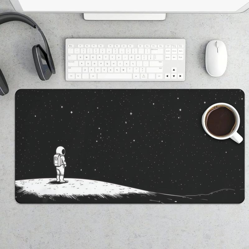 Astronaut Pattern Mouse Pad, Non slip Washable Rubber Base Thick & Comfortable Desk Mat for Laptops, Keyboards & Office Use