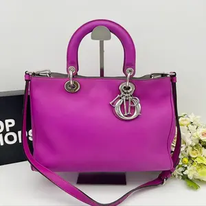 Pre-owned Dior As Shown Shoulder Bags Christian Diorissimo Medium Leather Tote Bag AH902