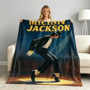 Blankets Michael Jackson King Of Pop MJ Flannel Blanket Kids Blanket Adult Blanket Retro Music Print Soft Elastic Breathable Warm Throw For Bed Sofa Office Picnic Birthday Gift