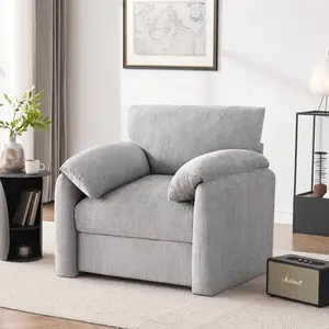 Chenille Oversized Armchair, 38.6" Wide Accent Chairs for Living Room & Bedroom Modern Lounge Chair, Upholstered Mid-Century Reading Chair, Comfy Living Room Chair, Single Sofa Chair, LightGrey