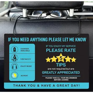 2-Pack Tips Rating Appreciated Rideshare Accessories Sign for  Taxi - Rate Me Tip No  for 5  Rides for Ride-share