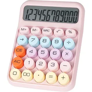 Mechanical  Calculator with Big Buttons, Calculators Desktop, 12 Digits, Large LCD Display, Desk Calculator, Cute Pink Calculator for Teachers Students Basic Office (Pink)