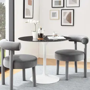 Modway Lippa 36" Round Artificial Marble Dining Table in White Black
