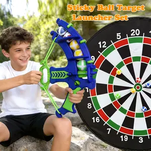 Two-In-One Game Competition Set, 26-Inch Dart Board + Plastic Ball Launcher + Sticky Balls, Foldable Indoor Outdoor Toy, Family Fun Gift, Darts Gear, Darts Sets