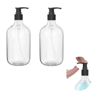 10oz Clear Plastic Pump Bottle, 2 Counts Soap Dispenser, Refillable Empty Bottle Container with Pump for Essential Oil Soap Lotion Shampoo, Storage Dispenser